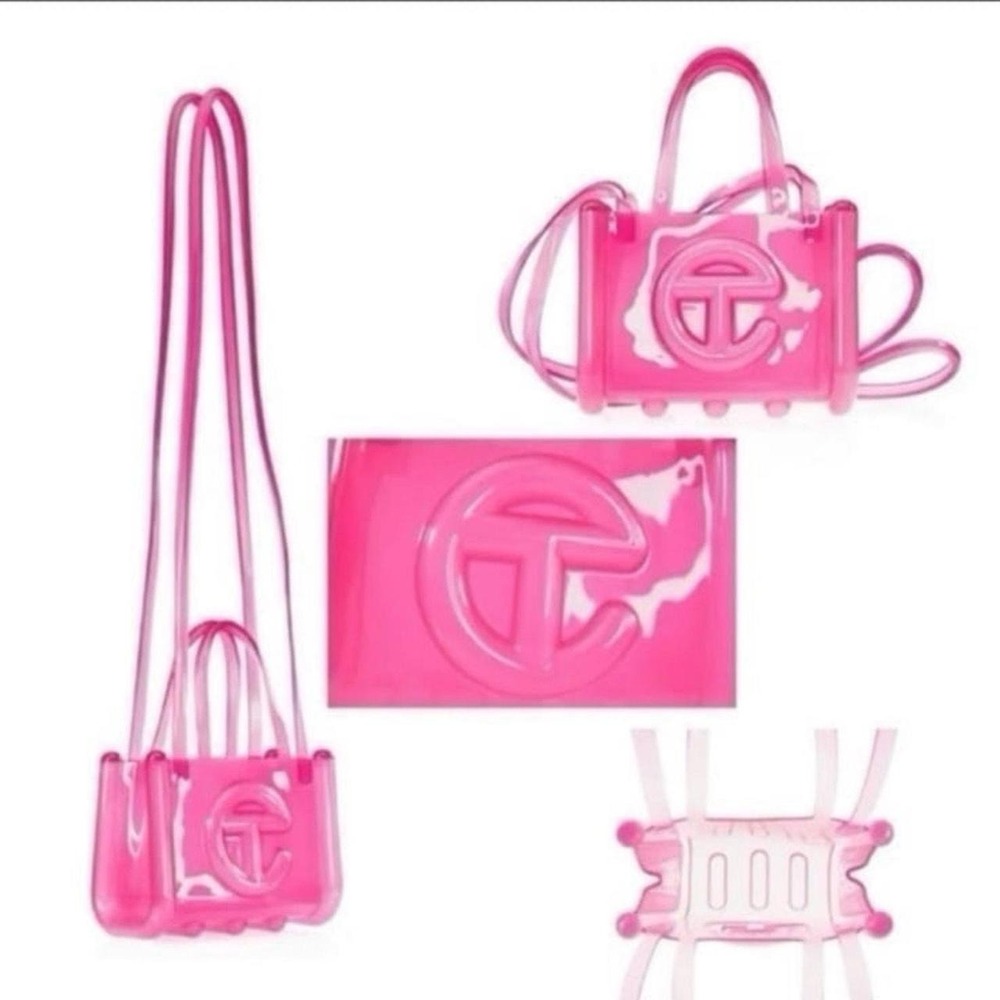 Melissa x Telfar Small Jelly Shopping Bag Clear Pink PVC Crossbody Tote NWT - Picture 7 of 8